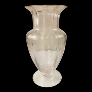 Vintage 1930's Tiffin Glass Pink Glass Footed Optic Panel Vase
